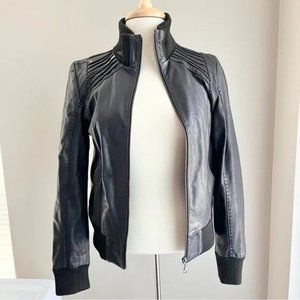 Danier black leather bomber jacket